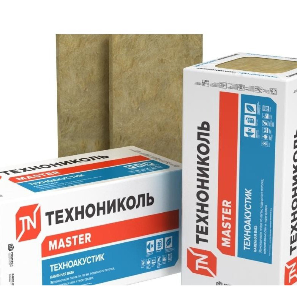 Минеральная каменная вата ТЕХНОАКУСТИК 1200x600x100 мм ТехноНИКОЛЬ (упаковка 0,432м3 / 4,32м2)